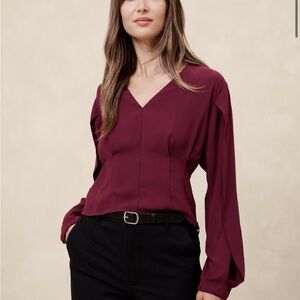 Banana Republic Elegant Burgundy V-Neck Women's Top